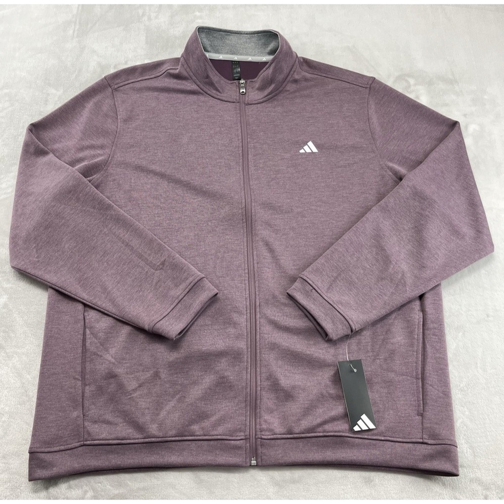 Adidas Elevated Jacket Men 2XL Shadow Fig Heather Full Zip Lightweight NWT
